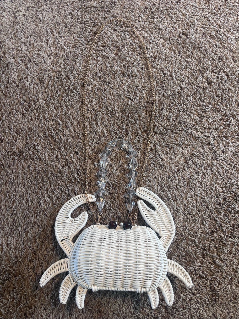 White Crab Wicker Crossbody Bag